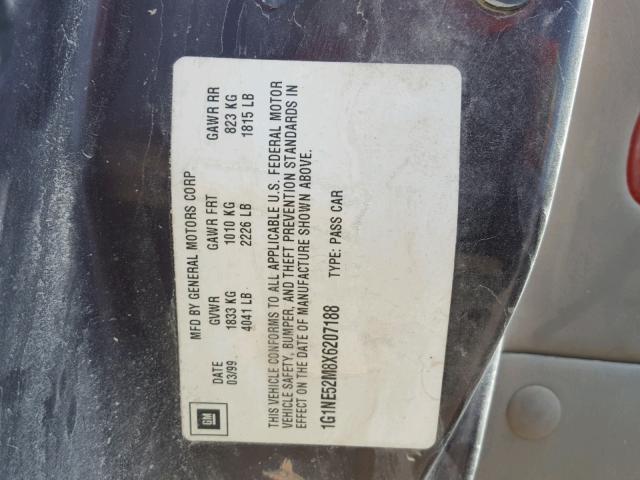 1G1NE52M8X6207188 - 1999 CHEVROLET MALIBU LS ბურგუნდია ფოტო 10