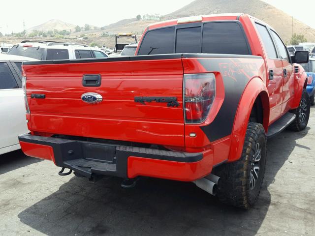 1FTFW1R62BFC65962 - 2011 FORD F150 SVT R RED photo 4