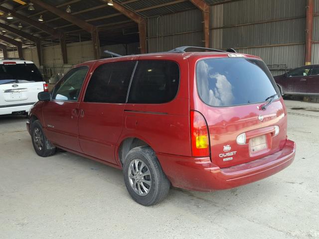 4N2XN11T4XD813419 - 1999 NISSAN QUEST SE RED photo 3