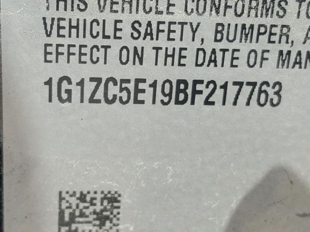 1G1ZC5E19BF217763 - 2011 CHEVROLET MALIBU 1LT 黑色 照片 10