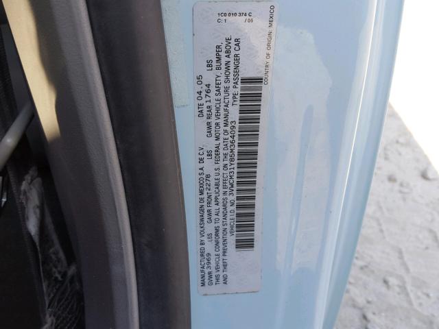 3VWCM31Y85M364093 - 2005 VOLKSWAGEN NEW BEETLE 蓝色 照片 10