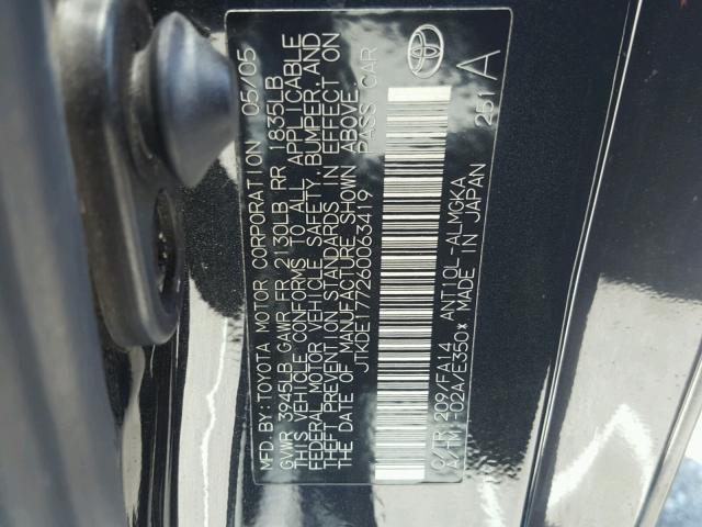 JTKDE177260063419 - 2006 TOYOTA SCION TC 黑色 照片 10