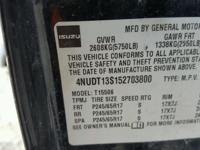 4NUDT13S152703800 - 2005 ISUZU ASCENDER S 灰色 照片 10