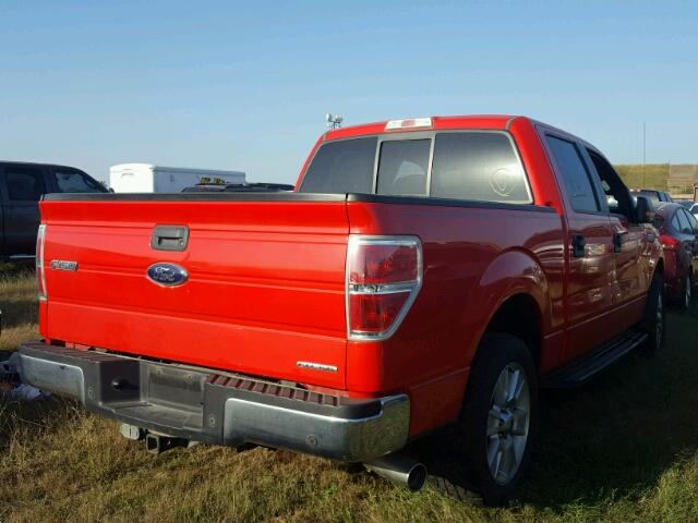 1FTEW1CM4DKF06644 - 2013 FORD F150 RED photo 4