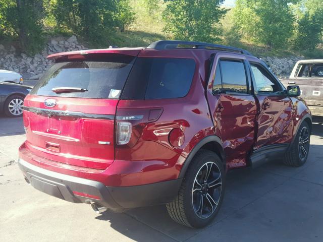 1FM5K8GT0FGA40587 - 2015 FORD EXPLORER S RED photo 4