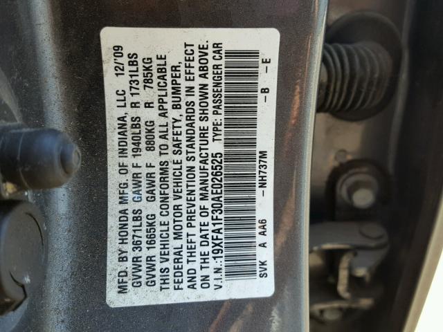 19XFA1F30AE026525 - 2010 HONDA CIVIC VP GRAY photo 10