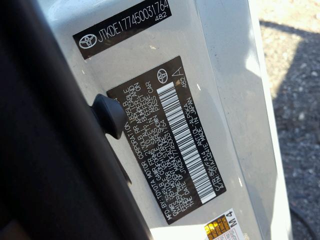 JTKDE177450031764 - 2005 TOYOTA SCION TC 银色 照片 10