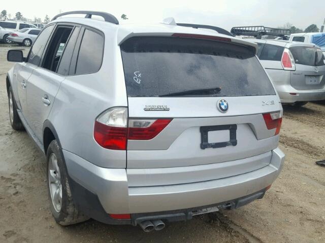 WBXPC93477WF23845 - 2007 BMW X3 3.0SI SILVER photo 3