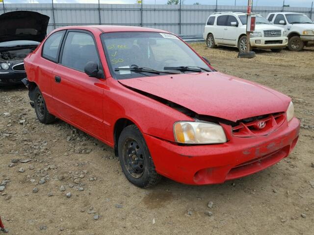 KMHCG35G22U227293 - 2002 HYUNDAI ACCENT BAS RED photo 1