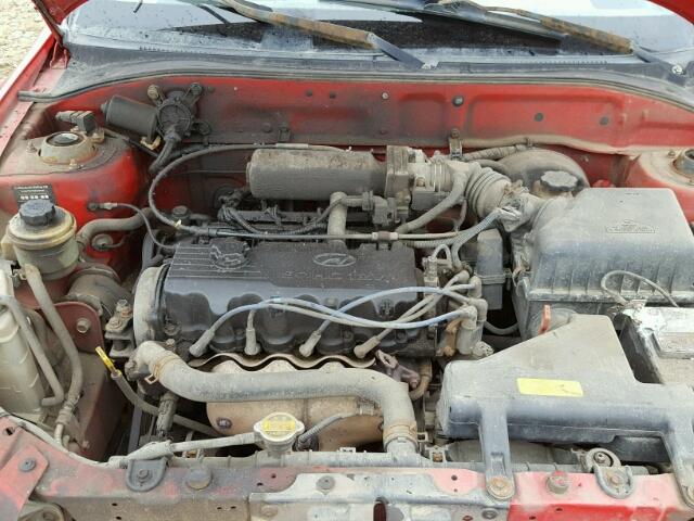 KMHCG35G22U227293 - 2002 HYUNDAI ACCENT BAS RED photo 7