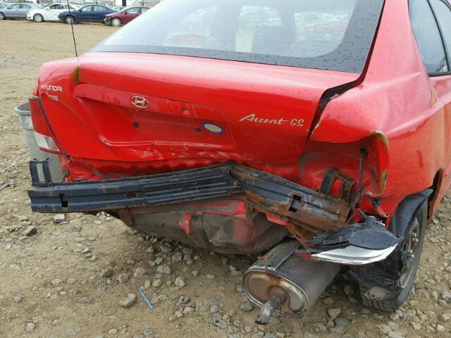 KMHCG35G22U227293 - 2002 HYUNDAI ACCENT BAS RED photo 9