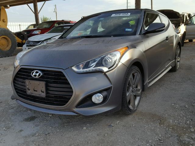 KMHTC6AE0FU221757 - 2015 HYUNDAI VELOSTER T GRAY photo 2