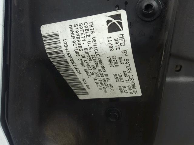 1G8AJ52F83Z116234 - 2003 SATURN ION LEVEL WHITE photo 10