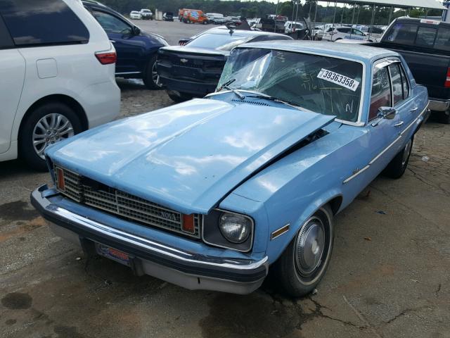 1X69D5W180580 - 1975 CHEVROLET NOVA BLUE photo 2