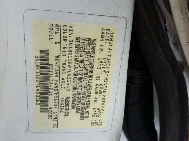 3N1BC11E27L453360 - 2007 NISSAN VERSA S WHITE photo 10