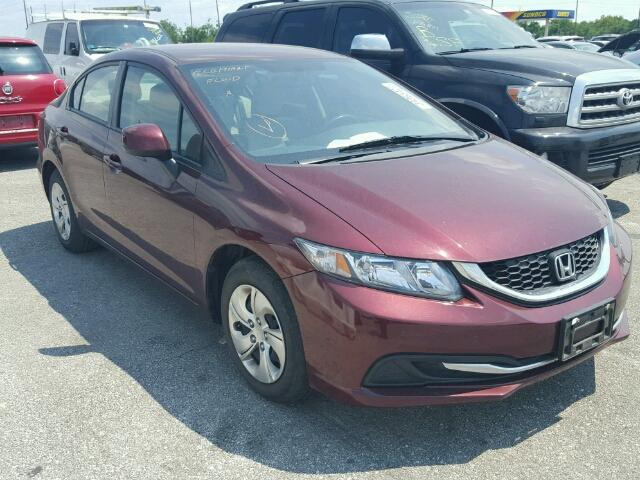 2HGFB2F59DH602496 - 2013 HONDA CIVIC LX BURGUNDY photo 1