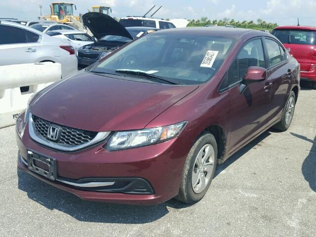 2HGFB2F59DH602496 - 2013 HONDA CIVIC LX BURGUNDY photo 2