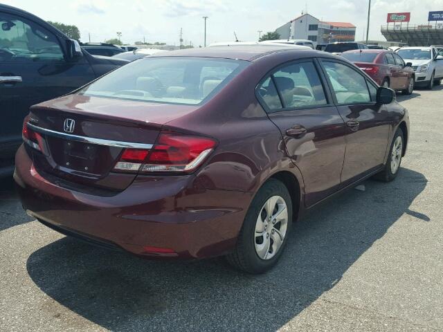 2HGFB2F59DH602496 - 2013 HONDA CIVIC LX BURGUNDY photo 4