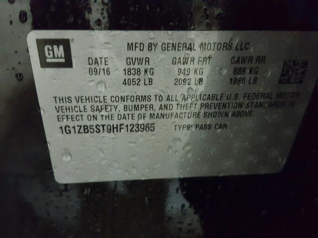 1G1ZB5ST9HF123965 - 2017 CHEVROLET MALIBU LS BLACK photo 10