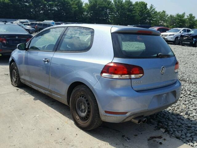 WVWBB7AJ3AW382266 - 2010 VOLKSWAGEN GOLF BLUE photo 3