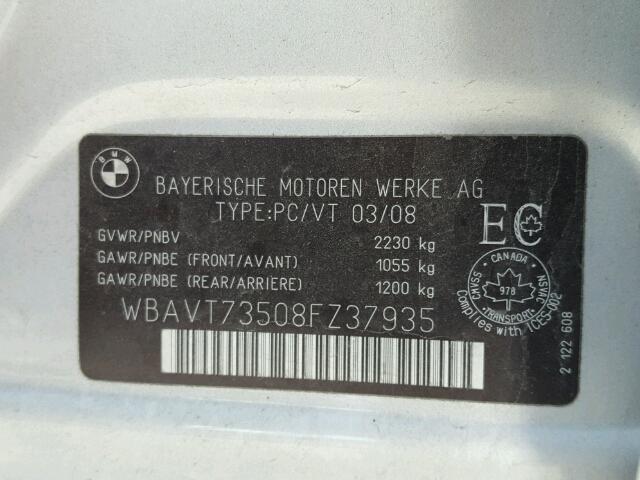 WBAVT73508FZ37935 - 2008 BMW 328 XIT SILVER photo 10