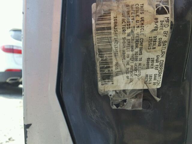 1G8AJ54F14Z133861 - 2004 SATURN ION LEVEL SILVER photo 10