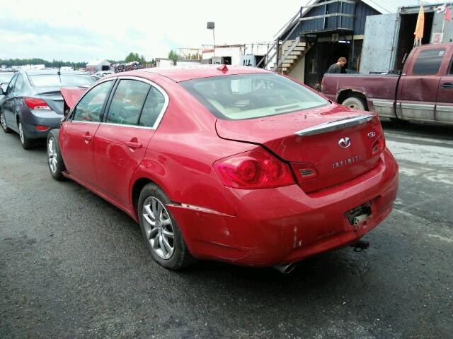 JNKCV61F29M360783 - 2009 INFINITI G37 RED photo 3