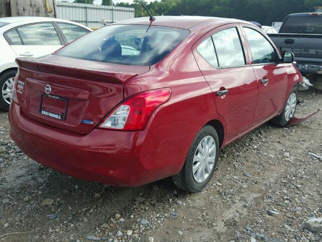 3N1CN7AP9EL864433 - 2014 NISSAN VERSA S RED photo 4