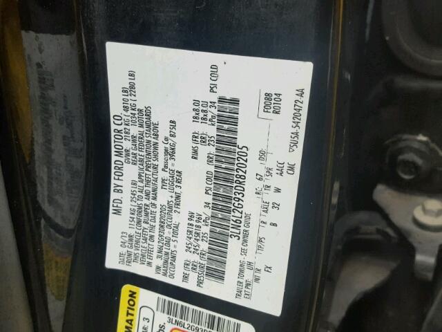 3LN6L2G93DR820205 - 2013 LINCOLN MKZ Սև լուսանկար 10