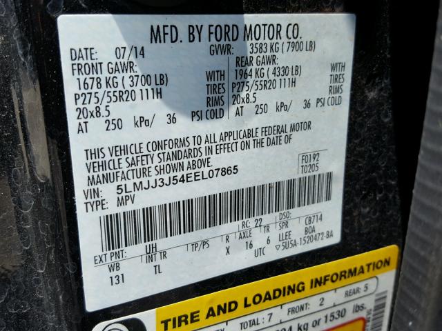 5LMJJ3J54EEL07865 - 2014 LINCOLN NAVIGATOR BLACK photo 10