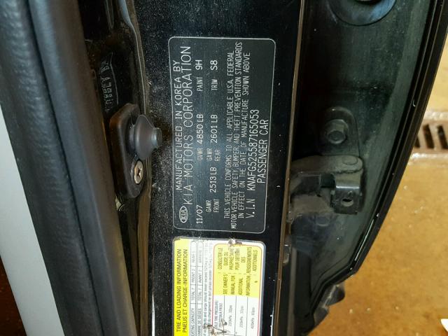 KNAFG525587165053 - 2008 KIA RONDO BASE BLACK photo 10