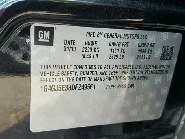 1G4GJ5E38DF249561 - 2013 BUICK LACROSSE BLACK photo 10