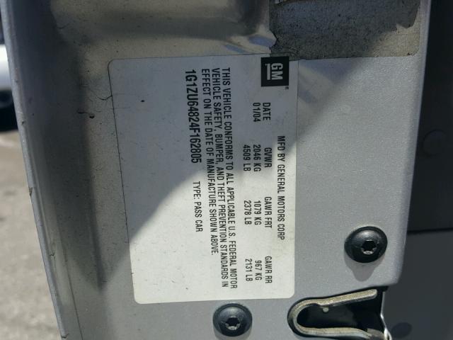 1G1ZU64824F162805 - 2004 CHEVROLET MALIBU MAX ვერცხლისფერი ფოტო 10