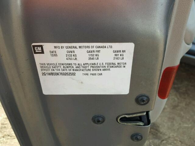 2G1WB58K769262502 - 2006 CHEVROLET IMPALA 灰色 照片 10