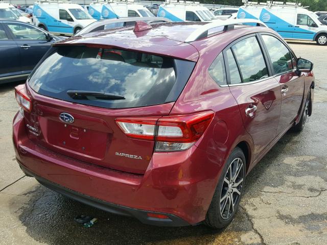 4S3GTAU68J3743287 - 2018 SUBARU IMPREZA LI RED photo 4