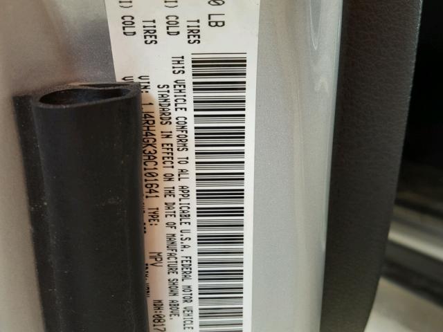 1J4RH4GK3AC101641 - 2010 JEEP COMMANDER SILVER photo 10