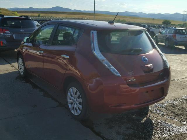 1N4AZ0CP3FC315200 - 2015 NISSAN LEAF S RED photo 3