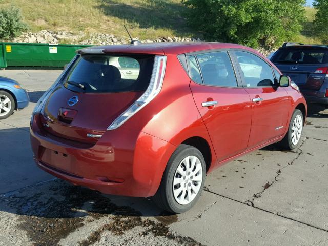 1N4AZ0CP3FC315200 - 2015 NISSAN LEAF S RED photo 4