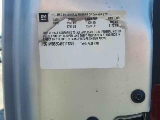 2G1WD58C469117226 - 2006 CHEVROLET IMPALA SUP SILVER photo 10