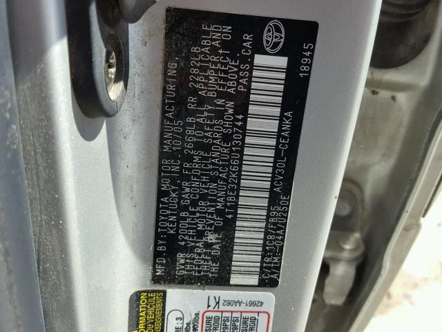 4T1BE32K66U130744 - 2006 TOYOTA CAMRY SILVER photo 10