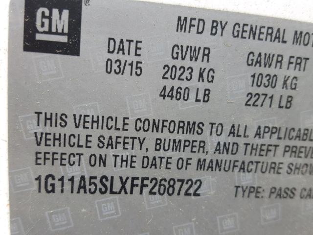 1G11A5SLXFF268722 - 2015 CHEVROLET MALIBU LS Ağ foto 10