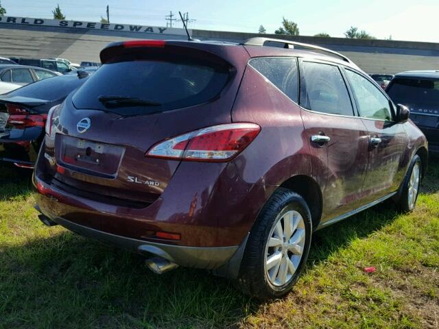 JN8AZ1MW4CW238888 - 2012 NISSAN MURANO MAROON photo 4