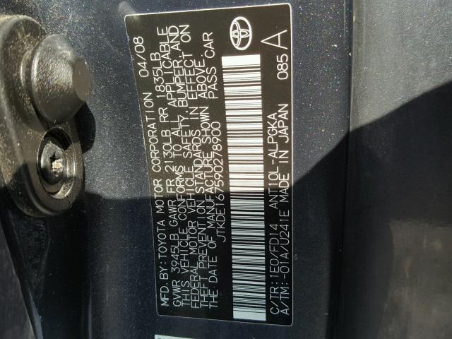 JTKDE167590278900 - 2009 TOYOTA SCION TC 灰色 照片 10