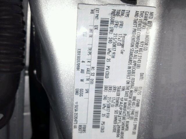 1FADP3K21FL268856 - 2015 FORD FOCUS SILVER photo 10