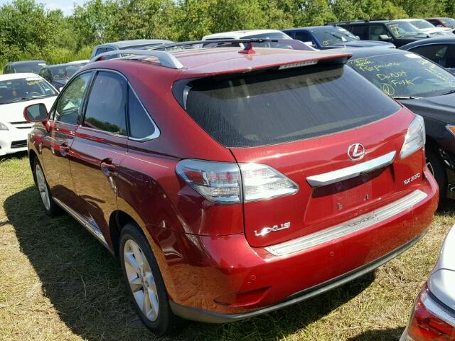 2T2ZK1BA6AC024514 - 2010 LEXUS RX 350 RED photo 3