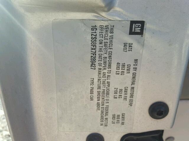 1G1ZS58FX7F289427 - 2007 CHEVROLET MALIBU LS ვერცხლისფერი ფოტო 10