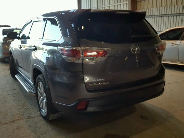 5TDZKRFH7GS173203 - 2016 TOYOTA HIGHLANDER GRAY photo 3