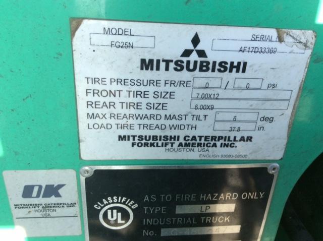 AF17D33369 - 2013 MITSUBISHI FG25N GREEN photo 5