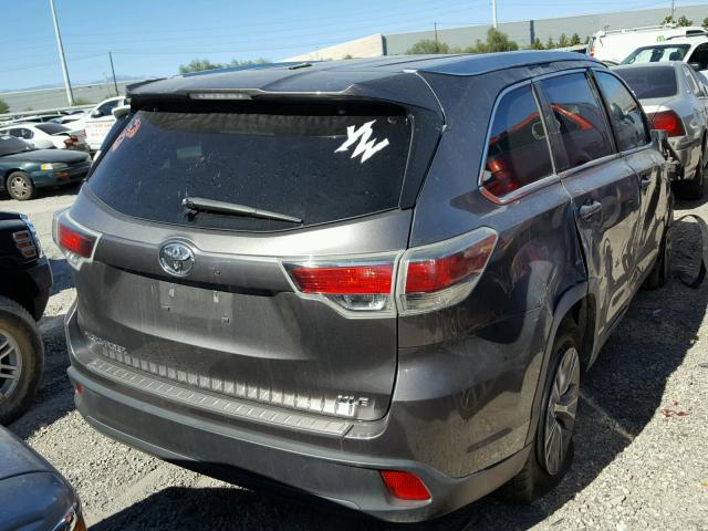 5TDKKRFH0FS103672 - 2015 TOYOTA HIGHLANDER GRAY photo 4