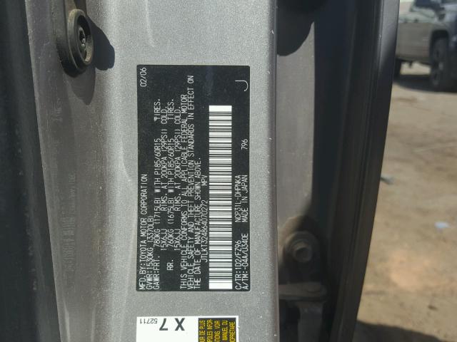 JTLKT324864070272 - 2006 TOYOTA SCION XB ნაცრისფერი ფოტო 10